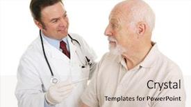  Presentation with normal - Presentation enhanced with exam fever - senior man at the doctor background and a lemonade colored foreground