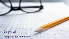  Presentation with testing - Audience pleasing slide deck consisting of pencils testing - exam form and pencil closeup backdrop and a sky blue colored foreground