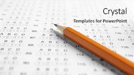  Presentation with testing - Colorful presentation design enhanced with pencils testing - exam form and pencil closeup backdrop and a white colored foreground