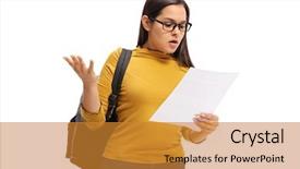  Presentation with exam - Presentation design featuring exam isolated on white background background and a gold colored foreground