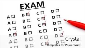  Presentation with examination - Cool new PPT theme with exam multiple choice - examination sheet backdrop and a white colored foreground