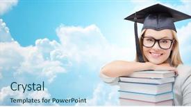  Presentation with knowledge - Audience pleasing theme consisting of exam pictures - education high school knowledge backdrop and a sky blue colored foreground