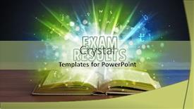  Presentation with exam results - Amazing presentation theme having exam results inscription coming out from an open book educational concept backdrop and a mint green colored foreground