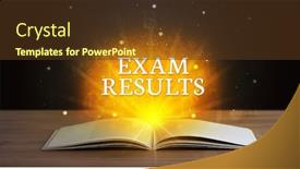  Presentation with exam - Amazing slide deck having exam-results-inscription-coming-out backdrop and a tawny brown colored foreground