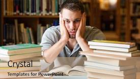  Presentation with depressed - Slides enhanced with depressed student having a lot background and a coral colored foreground