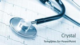  Presentation with eco cardiogram - Colorful presentation theme enhanced with exame medical - stethoscope on the cardiogram backdrop and a sky blue colored foreground