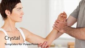  Presentation with physical examination - PPT theme with physical examination - chiropractor examining a woman's arm background and a lemonade colored foreground