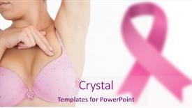  Presentation with self breast exam - PPT layouts featuring examination against breast cancer awareness background and a lemonade colored foreground