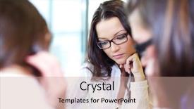  Presentation with girl scouts animated - Slides featuring examination classroom - girl on examinination background and a coral colored foreground