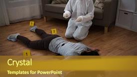  Presentation with crime scene tape - Colorful PPT layouts enhanced with examination concept - criminalist collecting evidence backdrop and a tawny brown colored foreground