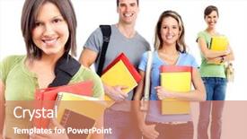  Presentation with racial group high school students - Slides with examination education - group of happy students isolated background and a  colored foreground