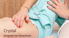  Presentation with child health care - Slide deck with examines little girl's abdomen background and a lemonade colored foreground