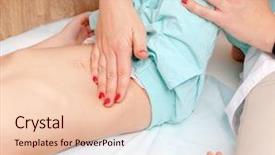  Presentation with child health care - Audience pleasing slide deck consisting of examines little girl's abdomen backdrop and a lemonade colored foreground