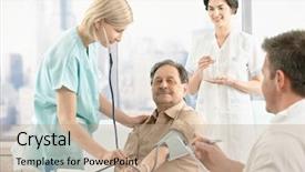  Presentation with nurse team - Beautiful slides featuring examining blood pressure for patient backdrop and a coral colored foreground