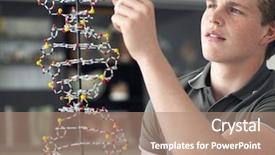  Presentation with teenage - Colorful PPT layouts enhanced with examining dna model in science backdrop and a coral colored foreground