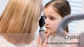  Presentation with eye doctor - Presentation featuring examining girl eye at hospital background and a  colored foreground