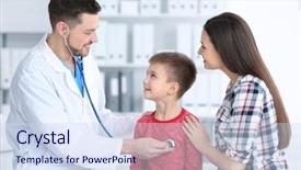  Presentation with hospital - PPT theme enhanced with examining little boy in hospital background and a  colored foreground