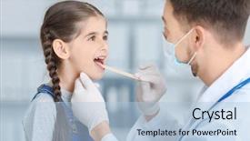  Presentation with hospital - PPT theme consisting of examining little girl in hospital background and a light blue colored foreground