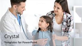  Presentation with hospital - Amazing PPT theme having examining little girl in hospital backdrop and a  colored foreground