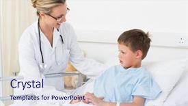  Presentation with metabolic doctor examining - Colorful PPT layouts enhanced with examining sick boy in hospital backdrop and a  colored foreground