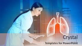  Presentation with lung - Beautiful theme featuring examining virtual image of lung backdrop and a coral colored foreground