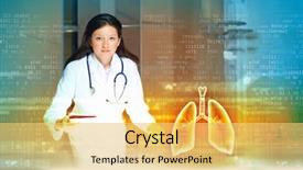  Presentation with lung - Presentation design featuring examining virtual image of lung background and a yellow colored foreground