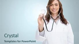  Presentation with flare - Audience pleasing presentation design consisting of examining with stethoscope against grey backdrop and a  colored foreground