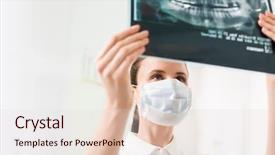  Presentation with new client interview wearing mask - Amazing slides having examining x-ray at dental backdrop and a lemonade colored foreground