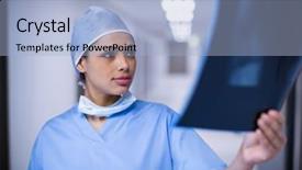  Presentation with healthcare workers - Beautiful PPT theme featuring examining x-ray at hospital backdrop and a  colored foreground