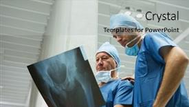  Presentation with healthcare workers - Beautiful slides featuring examining x-ray in hospital backdrop and a light gray colored foreground