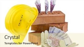  Presentation with financing - Theme having example picture house construction financing background and a yellow colored foreground