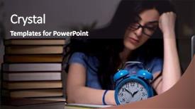  Presentation with female college student for health check up - Beautiful PPT theme featuring female student preparing for exam backdrop and a dark gray colored foreground