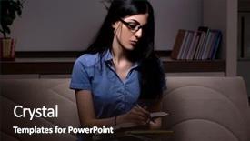  Presentation with student - Amazing presentation design having female student preparing for exam backdrop and a wine colored foreground