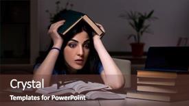  Presentation with worried young female college student - Amazing slide set having scare times - young female student preparing backdrop and a  colored foreground