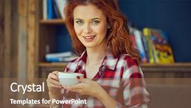  Presentation with library - Slide set featuring exams in a cafe background and a coral colored foreground