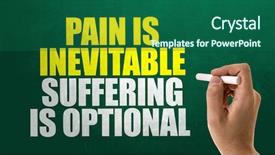  Presentation with pain - Colorful presentation theme enhanced with exams psychology - pain is inevitable suffering is backdrop and a ocean colored foreground