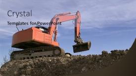  Presentation with excavation - Audience pleasing presentation theme consisting of excavation digger on a mound of earth against a blue sky backdrop and a light blue colored foreground