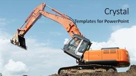  Presentation with excavation - PPT theme enhanced with excavation machines - loader excavator doing construction works background and a light blue colored foreground