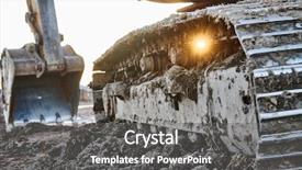  Presentation with excavator - Presentation design enhanced with excavation work excavator at construction background and a gray colored foreground