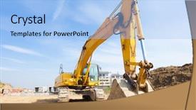 Presentation with excavator - PPT layouts with excavator - power showel in a construction background and a light blue colored foreground