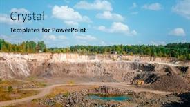  Presentation with quarry mining - Presentation with excavator-and-heavy-mining-dump background and a light blue colored foreground