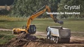  Presentation with construction digging - Slides featuring excavator-at-a-construction-site background and a dark gray colored foreground