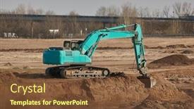  Presentation with construction digging - Presentation theme having excavator-at-a-construction-site background and a tawny brown colored foreground