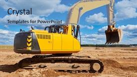  Presentation with earthmoving - Slide set featuring loader excavator at sandpit background and a light blue colored foreground