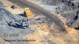  Presentation with bulldozer - Theme with excavator-bulldozer-and-truck background and a coral colored foreground