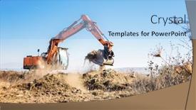  Presentation with highway construction - Amazing presentation having bulldozer - excavator clears land for construction backdrop and a light blue colored foreground