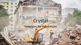  Presentation with construction site construction - Amazing presentation design having excavator crasher machine at demolition backdrop and a soft green colored foreground