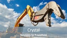  Presentation with crushing - Cool new PPT layouts with excavator crasher machine with crushing backdrop and a mint green colored foreground