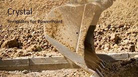  Presentation with excavator - Cool new PPT theme with excavator digging a deep trench working backdrop and a coral colored foreground