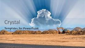  Presentation with infrastructure - Theme featuring excavator-digging-sand-building-infrastructure background and a light blue colored foreground